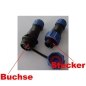 Preview: 2 x Set / SP13 Buchse + Stecker Set IP68 12V 230V Rundstecker Verbinder 3-Pin Polig 13mm wasserdicht Garten Boot KFZ Akku E-Bike