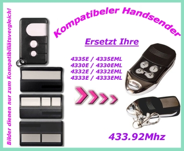 TK STAR 433 Mhz Handsender Fernbedienung kompatibel zu Homentry Liftmaster 4330E, 4332E, G4332, 4333E, 4335E, HE4331, HE60AS, G4335, PR433, Sesam 200, Motorlift 1000 2000 4000 4500 5500