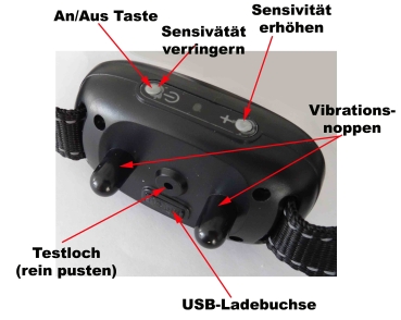 Anti-Bell Erziehungshalsband Vibration + Ton / Bell-Sensor automatisch mit Akku