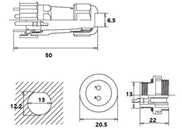 2 x Set / SP13 Buchse + Stecker Set IP68 12V 230V Rundstecker Verbinder 3-Pin Polig 13mm wasserdicht Garten Boot KFZ Akku E-Bike