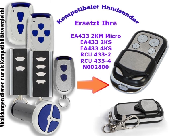 433 Mhz Handsender kompatibel zu Normstahl Garagentor EA433 2KS