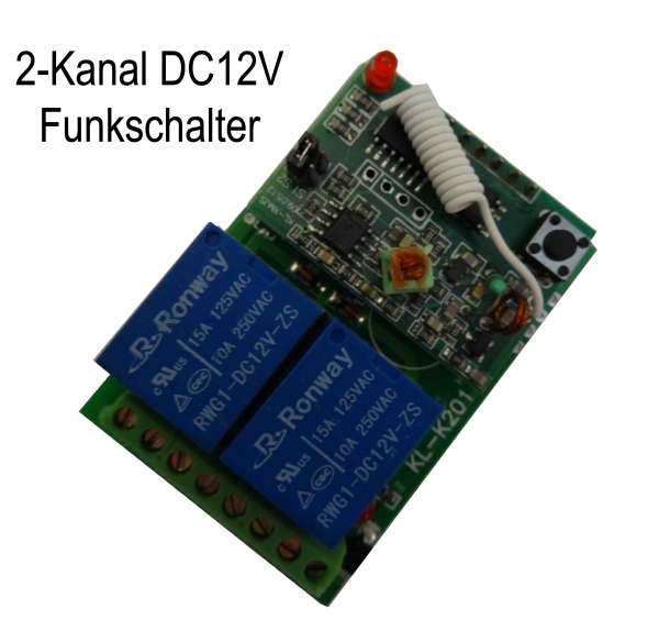 TKStar 2-Kanal 230V Funk Schlüsseltaster Taster Empfänger Schalter Handsender 