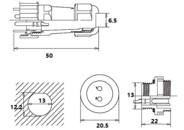 2 x Set / SP13 Buchse + Stecker Set IP68 12V 230V Rundstecker Verbinder 3-Pin Polig 13mm wasserdicht Garten Boot KFZ Akku E-Bike